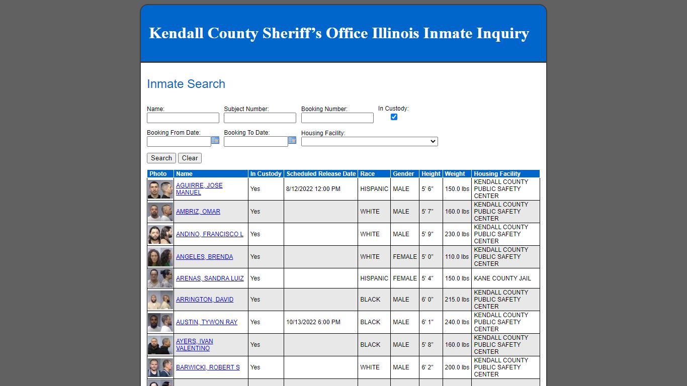 Inmate Search